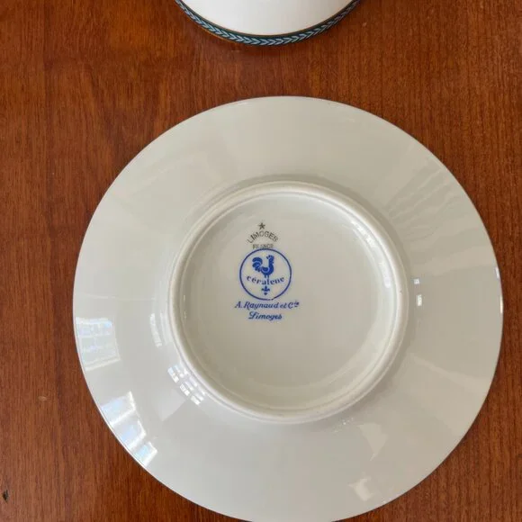 Raynaud Limoges France Limoges Cup & Saucer Set LAURIER BLUE By Ceralene - Picture 6 of 6